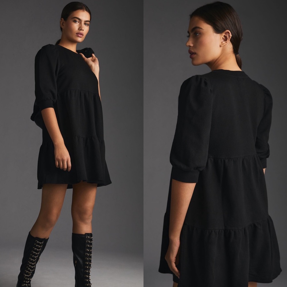 Anthropologie T.La Savannah Puff Sleeve Sweatshirt Dress